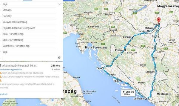 bicajtura horvathorszag map