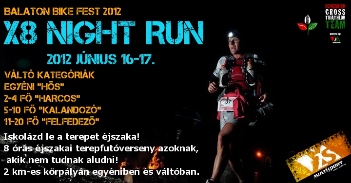 X8 Night Run - 8 órás terep váltófutás, Balatonfüred X8 Night Run - 8 órás terep váltófutás, Balatonfüred