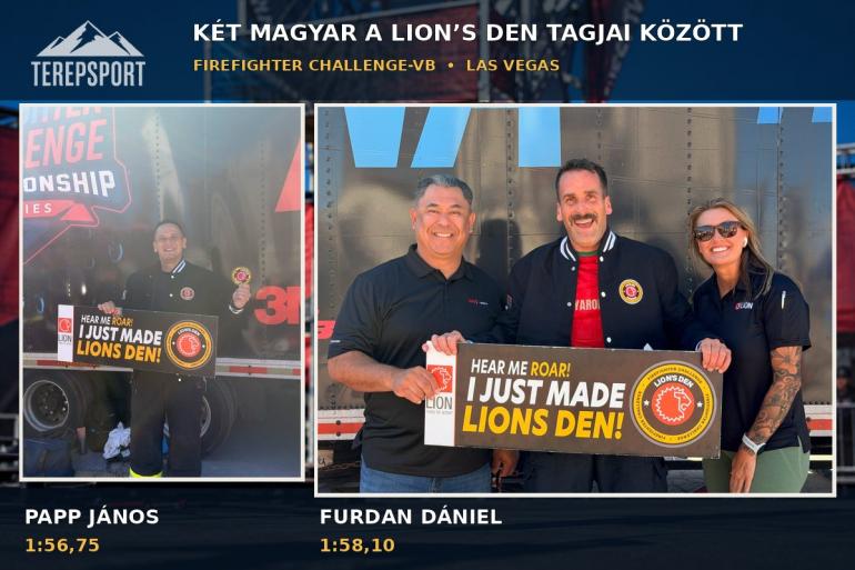 Papp J&aacute;nos &eacute;s Furdan D&aacute;niel is k&eacute;t percen bel&uuml;l: magyar LION'S DEN sikerek a Firefighter Challenge vil&aacute;gbajnoks&aacute;gon (+vide&oacute;)